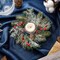 4 Pieces Christmas Candle Rings Wreaths Small Christmas Kitchen Cabinet Wreaths Pillars Mini Candle Rings Christmas Table Centerpieces Hanging Garlands for Christmas Front Door Window Decor